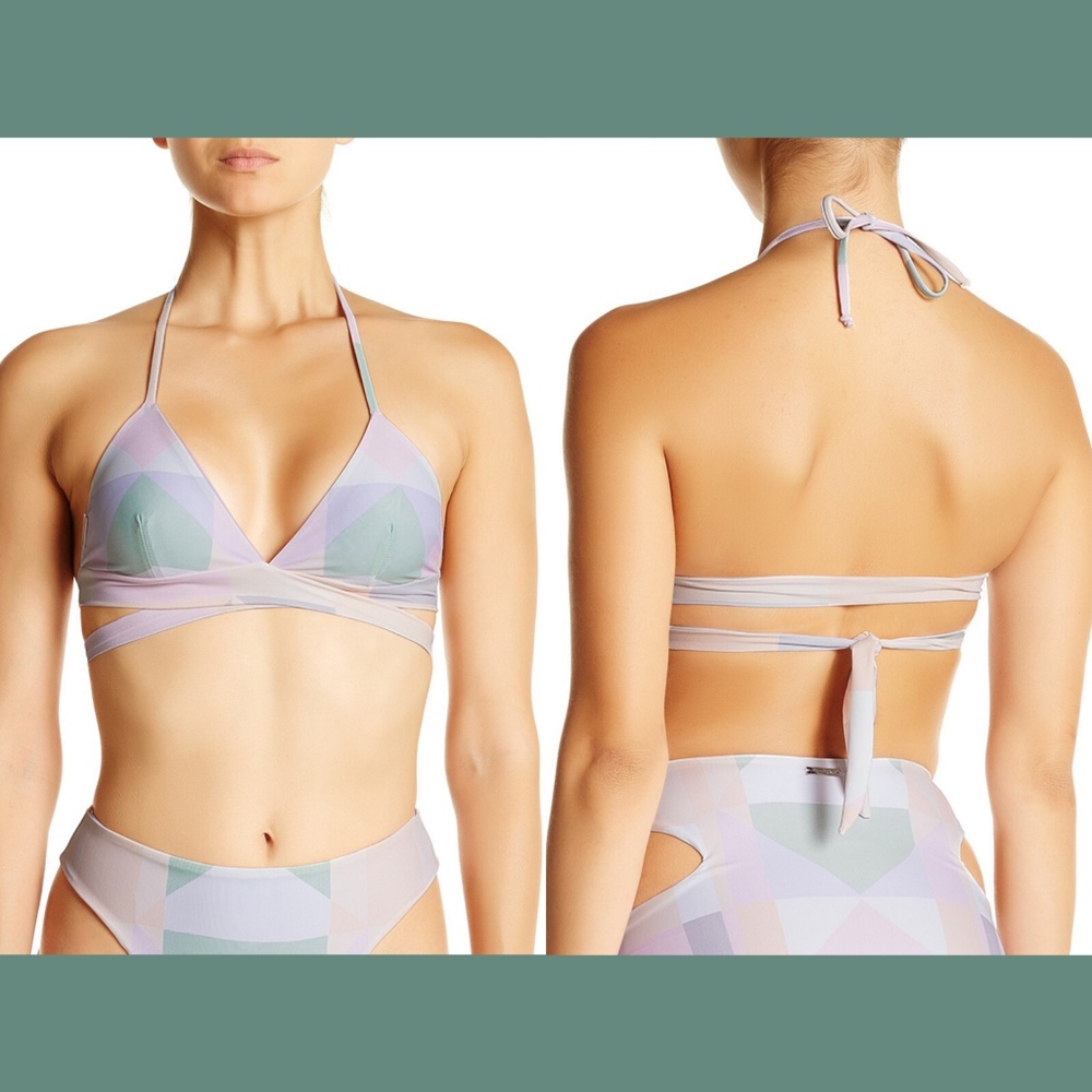 NWT $126‎ Mara Hoffman Diamond Wrap Bikini Top in Pastel Pink [SZ Large ]